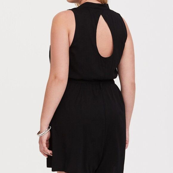 NWT Black Challis Button-Front Romper - Picture 3 of 8